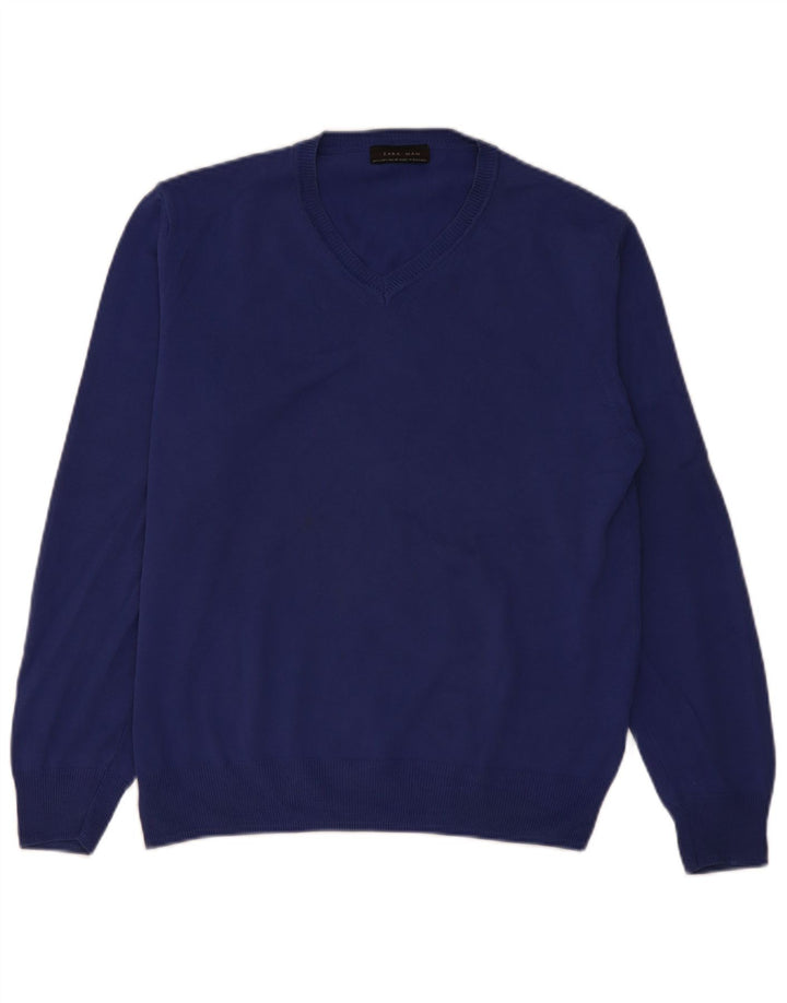 Zara Herre V-hals sweater Stor Blå