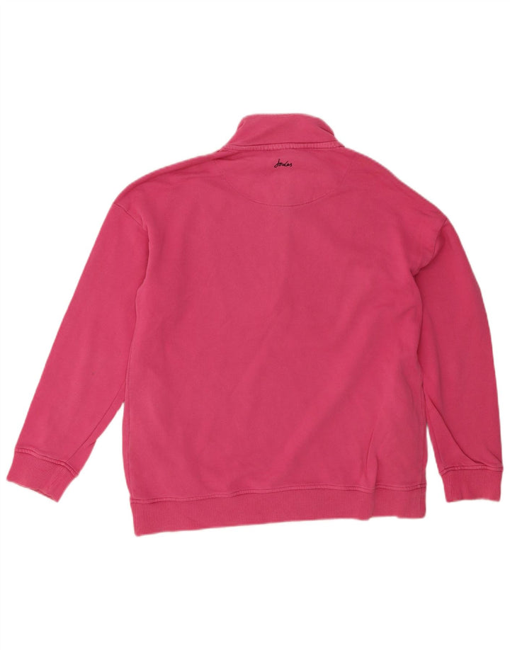 JOULES Womens Zip Neck Sweatshirt Jumper UK 12 Medium Pink Cotton