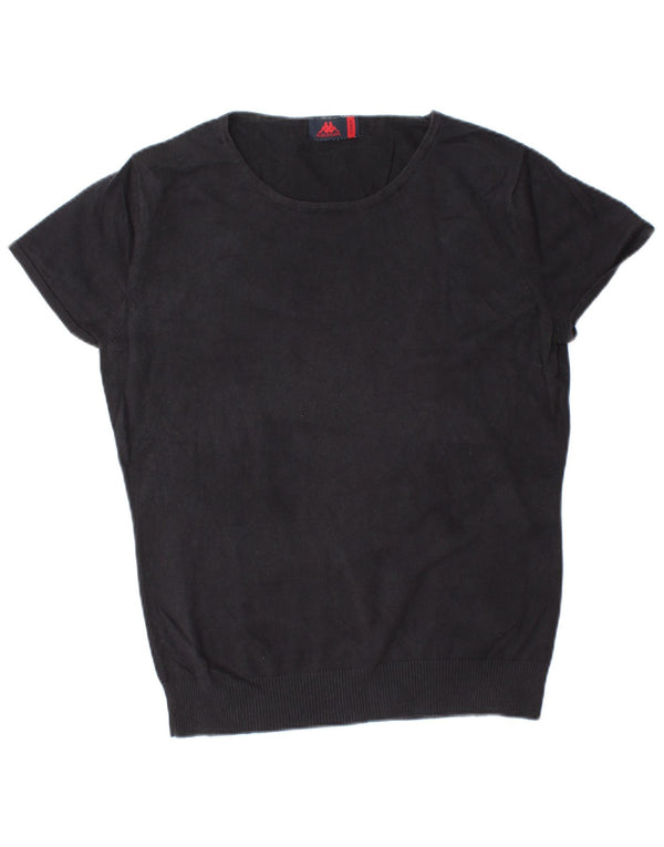 Kappa Womens Short Sleeve Boat Neck Jumper Sweater UK 18 XL Black