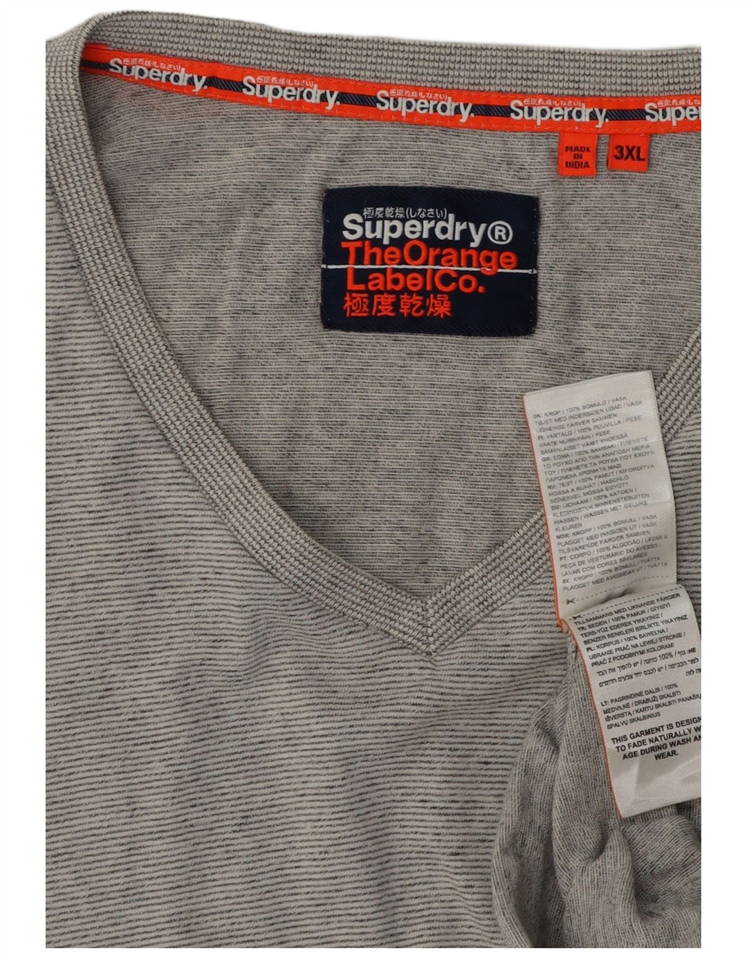 Superdry T-shirt top til kvinder 3XL gråstribet bomuld