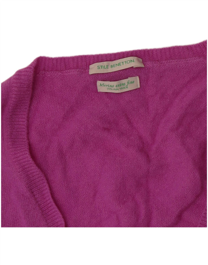 Benetton Dame Cardigan Sweater UK 12 Medium Purple
