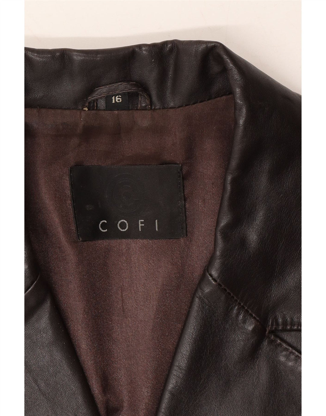 COFI Womens Leather Jacket US 16 2XL Brown Leather Vintage Cofi and Second-Hand Cofi from Messina Hembry 