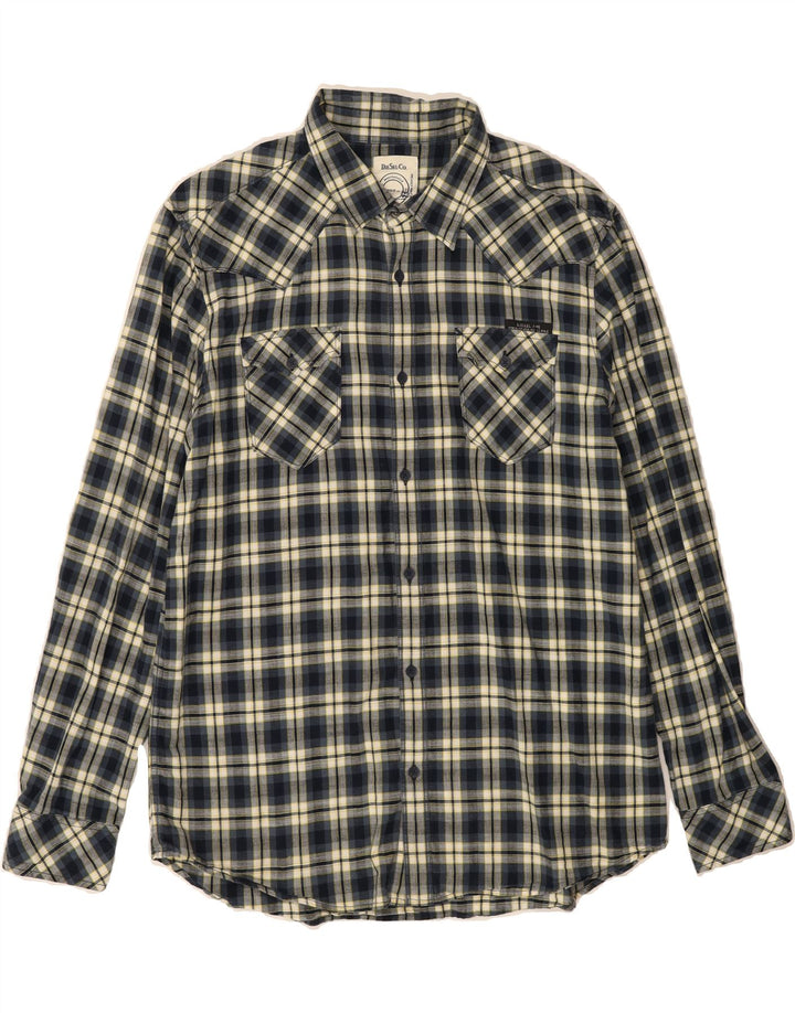 DIESEL Mens Shirt 2XL Navy Blue Check Cotton Vintage Diesel and Second-Hand Diesel from Messina Hembry 