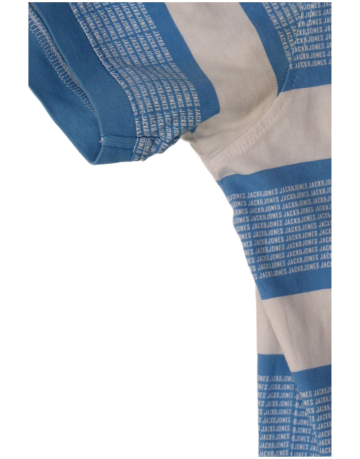 JACK & JONES Mens T-Shirt Top Large Blue Striped