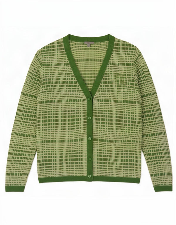 Cos Womens Cardigan Sweater UK 14 Medium Green Striped Viscose