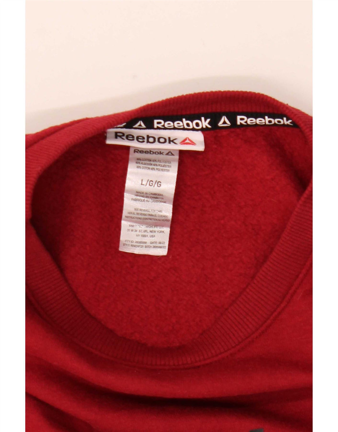 Reebok Herre Grafisk Sweatshirt Jumper Stor Rød Bomuld
