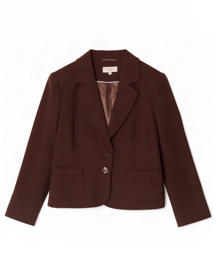 Marks & Spencer Dame 2-knaps blazerjakke UK 16 Stor brun polyester