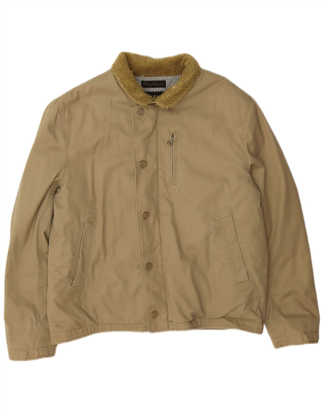 French Connection Herre Windbreaker Jacket UK 42 XL Beige Bomuld