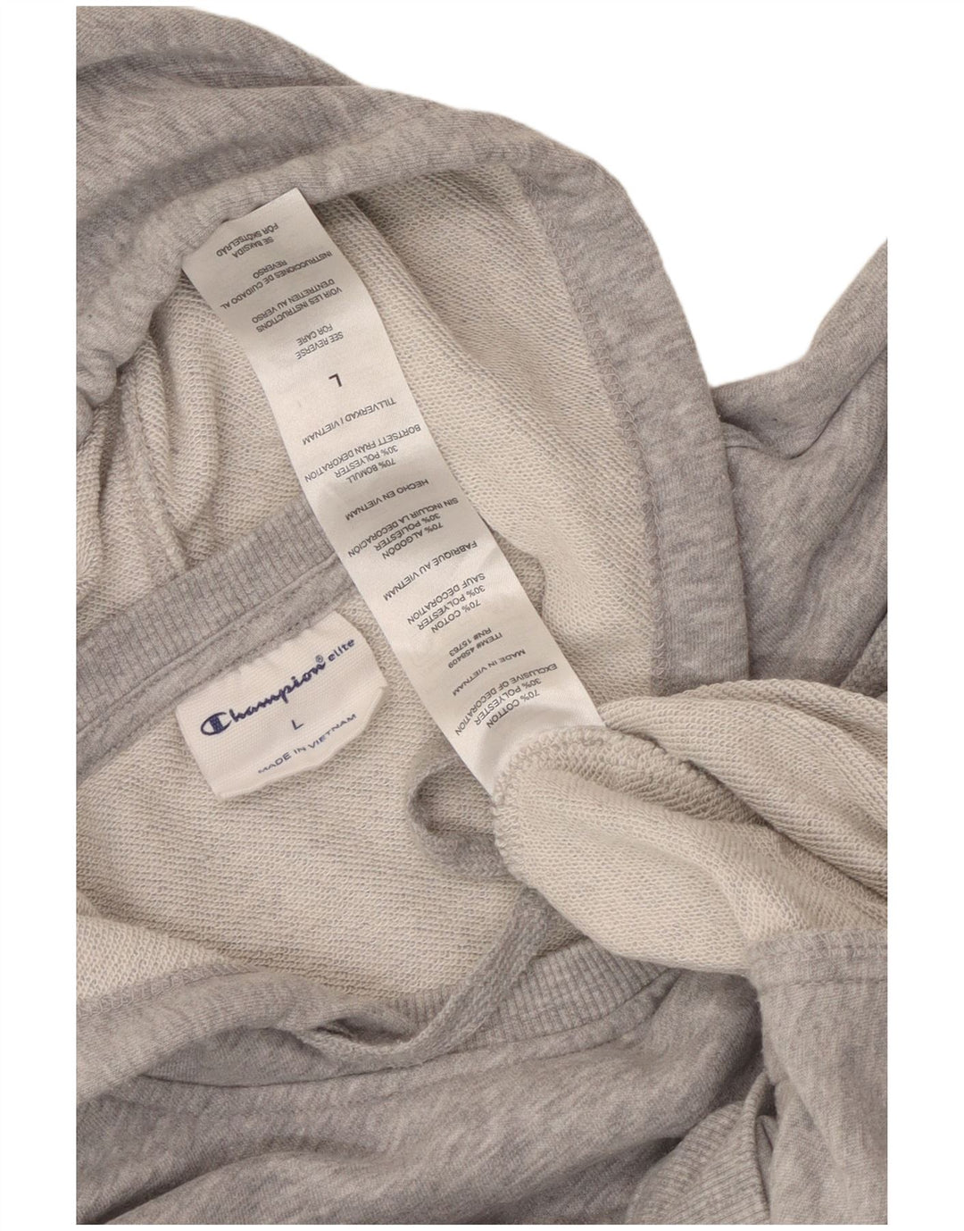 CHAMPION Dame Elite Hoodie Jumper UK 16 Large Grey Flecked Bomuld