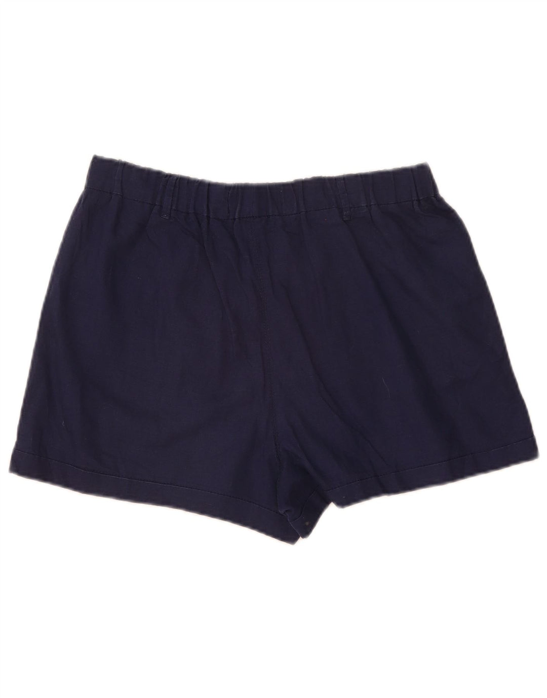 Benetton Dame Casual Shorts Medium W30 Navy Blue Linen