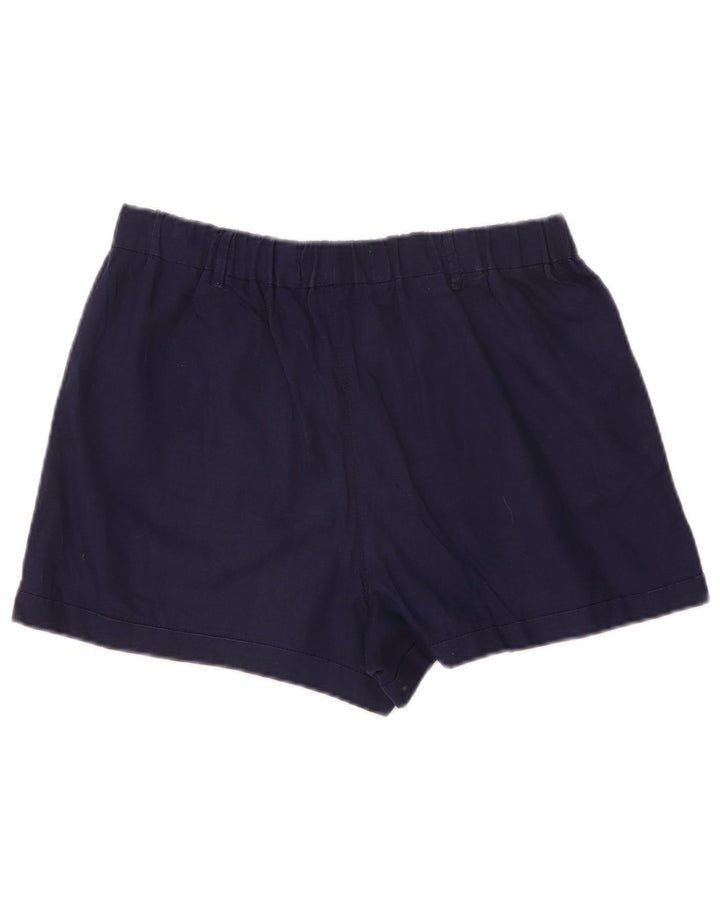 Benetton Dame Casual Shorts Medium W30 Navy Blue Linen