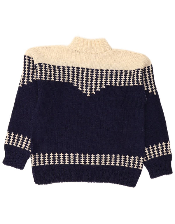 VINTAGE Dame Turtle Neck Sweater UK 14 Medium Navy Blue