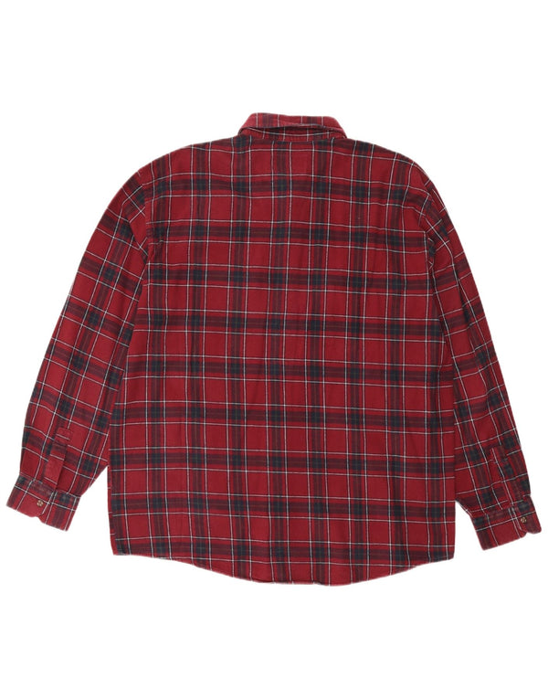 EUROPÆISK PROJEKT Herre Flanelskjorte XL Burgund ternet bomuld