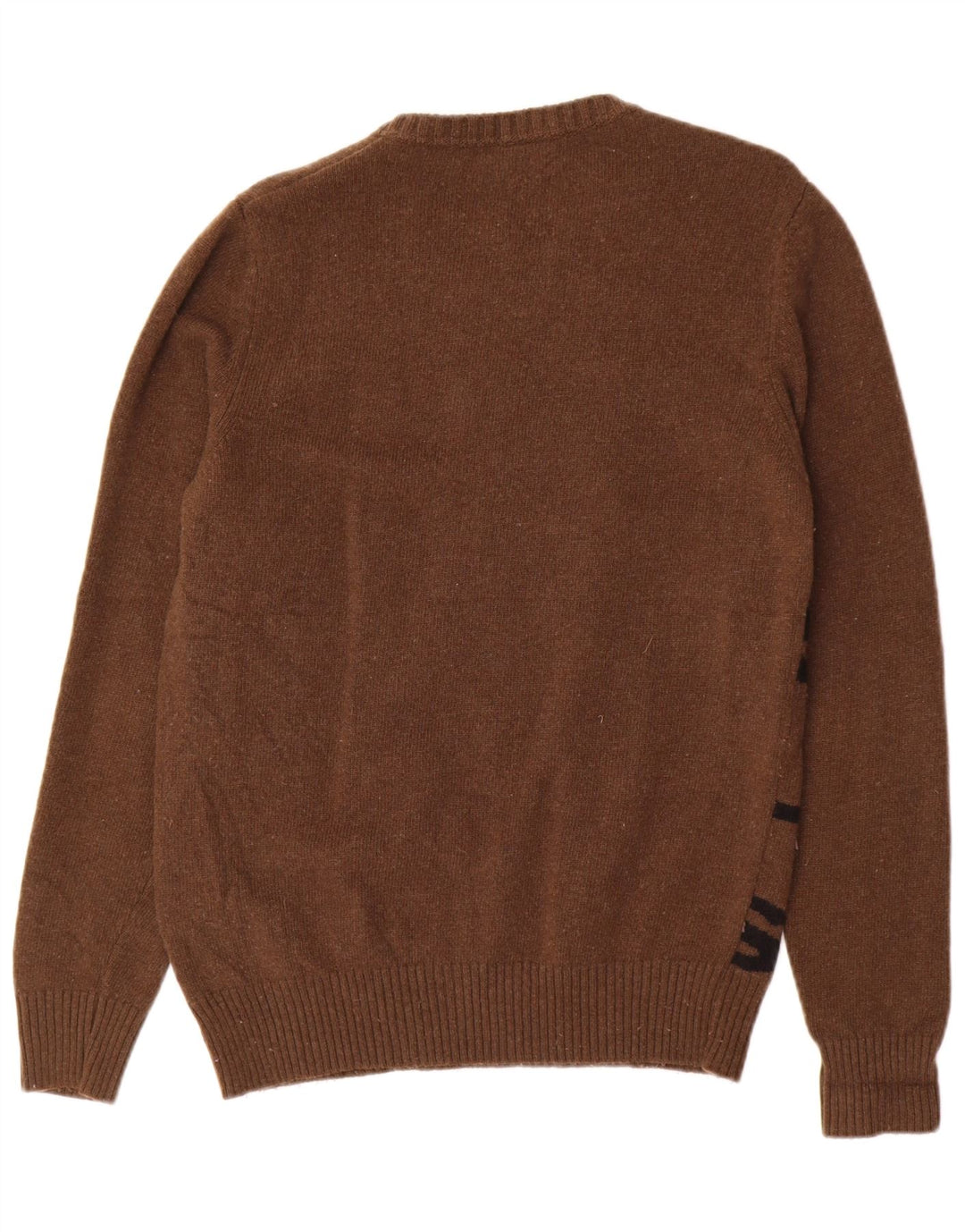 Diesel Herre grafisk rund hals sweater medium brun uld