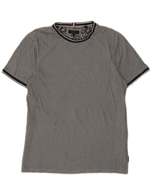 Ted Baker Herre T-Shirt Top Størrelse 3 Medium Navy Blue Plettet Bomuld