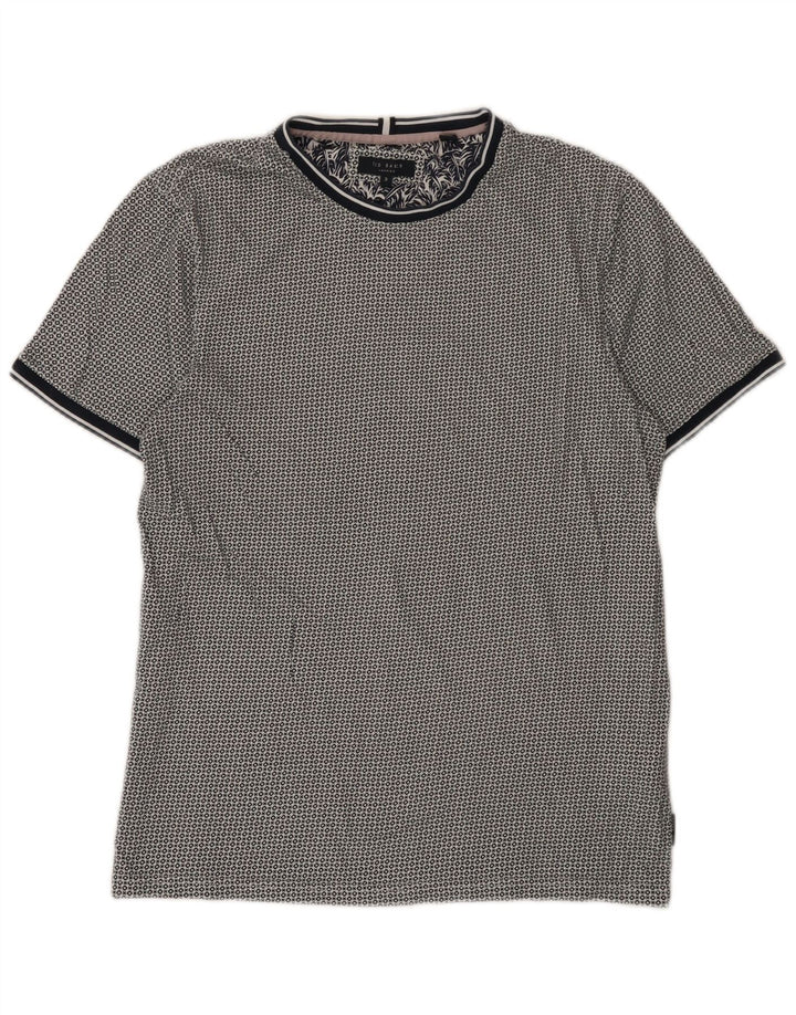 Ted Baker Herre T-Shirt Top Størrelse 3 Medium Navy Blue Plettet Bomuld