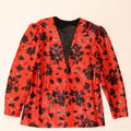 VINTAGE Womens Open Blazer Jacket UK 12 Medium Red Floral Vintage Vintage and Second-Hand Vintage from Messina Hembry 