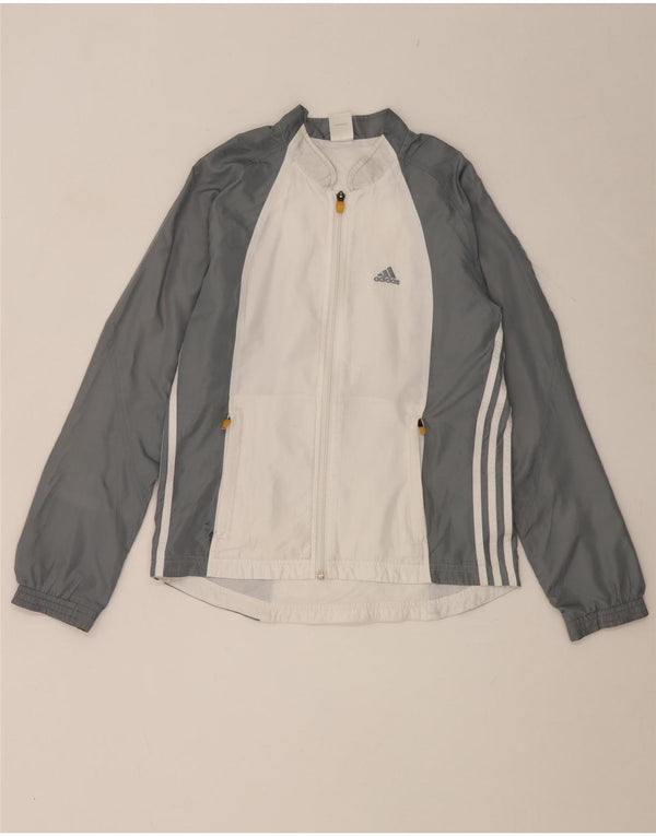 Adidas Womens Tracksuit Top Jacket UK 10 Small Grey Colourblock