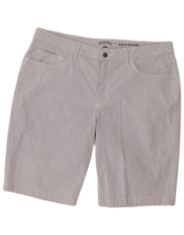 Lee Womens Riders Mid Rise Bermuda Shorts US 16 2XL W36 Blue Pinstripe