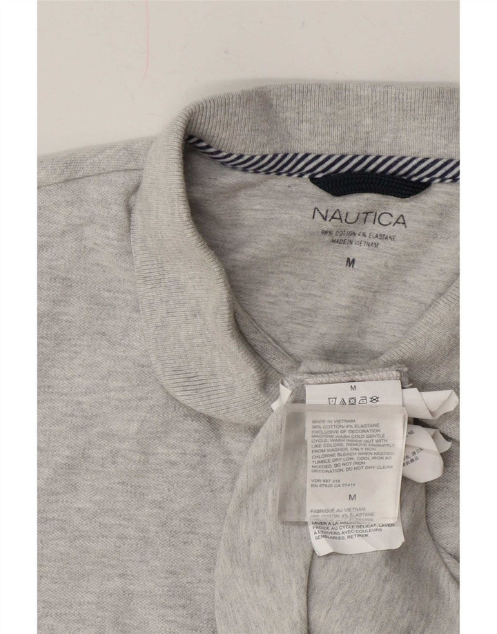 Nautica Dame Polo Shirt UK 14 Medium Grey Flecked Bomuld
