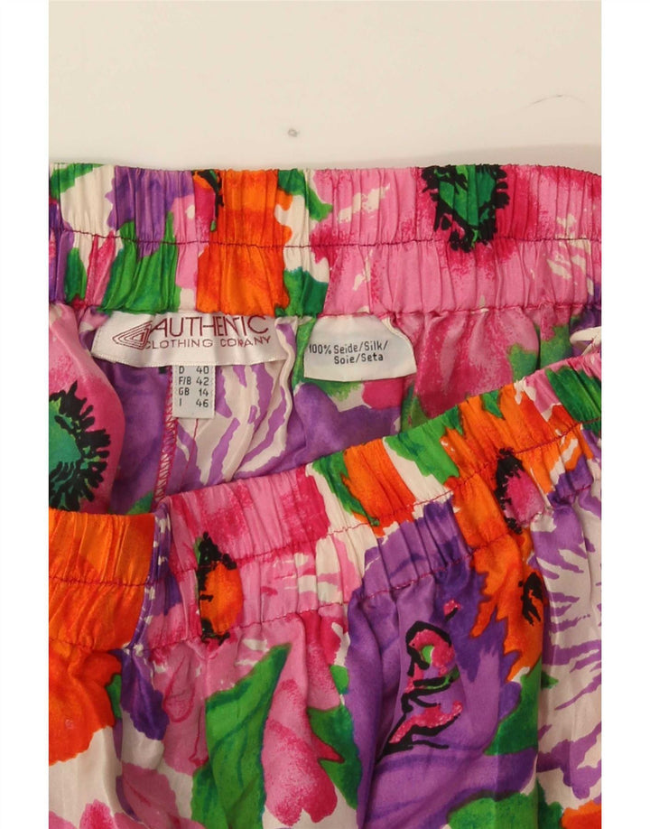 Autentiske kvinders afslappede shorts UK 14 Medium W28 Flerfarvet blomstersilke