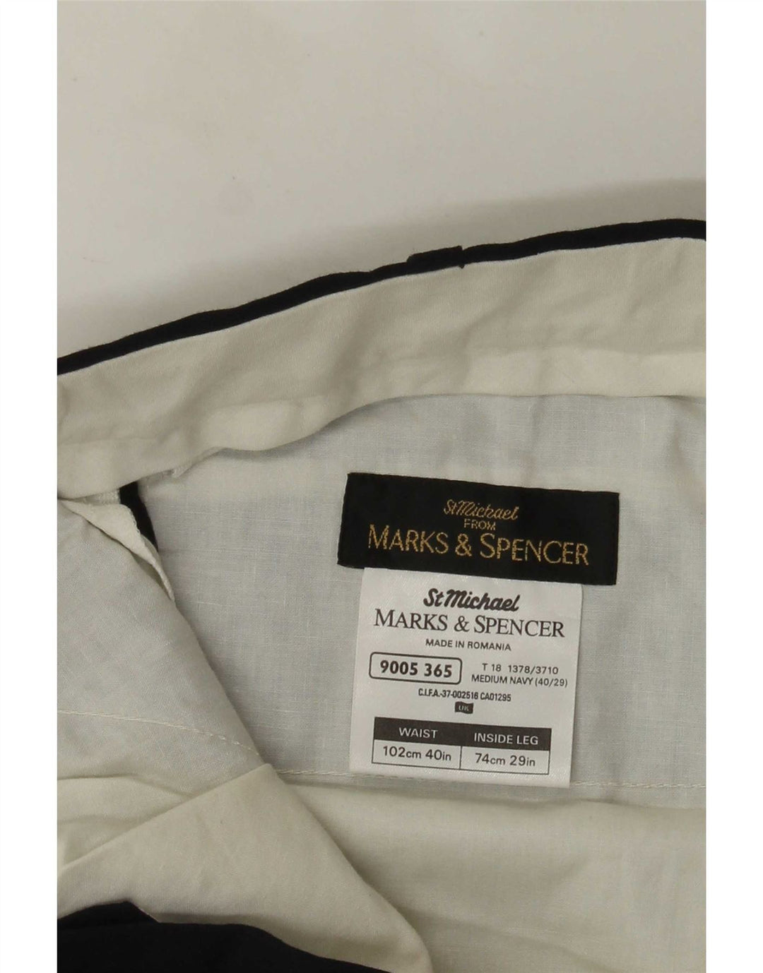 Marks & Spencer Straight Suit bukser til mænd W40 L29 Marineblå polyester