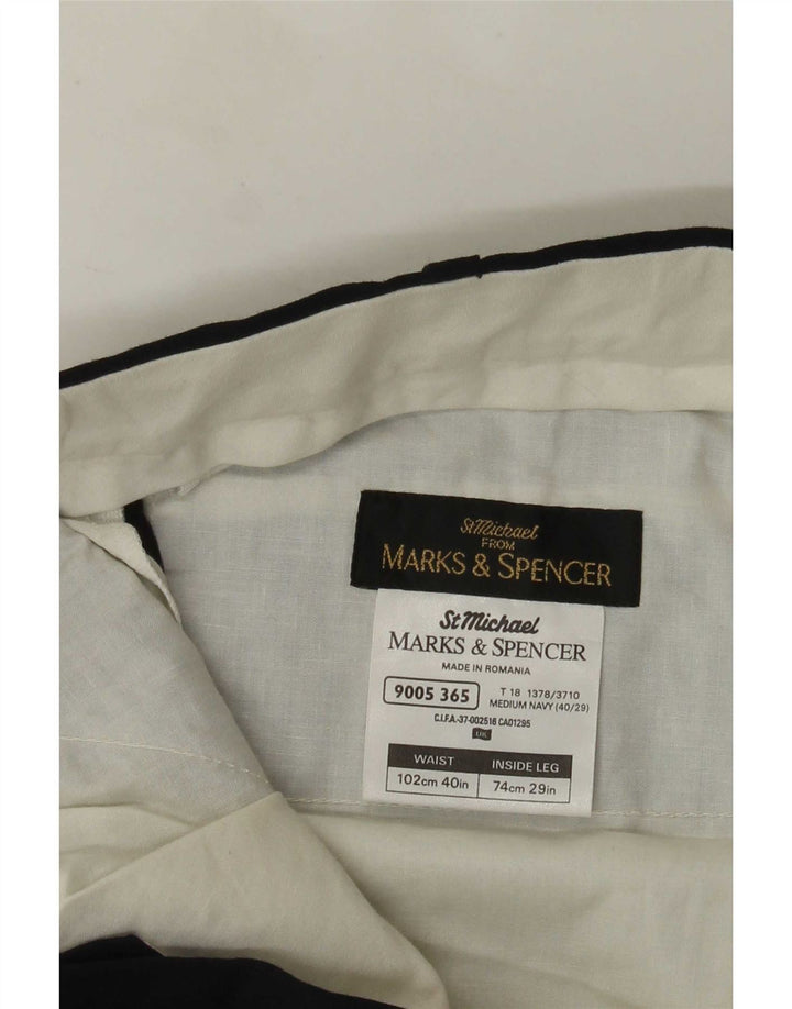 Marks & Spencer Straight Suit bukser til mænd W40 L29 Marineblå polyester
