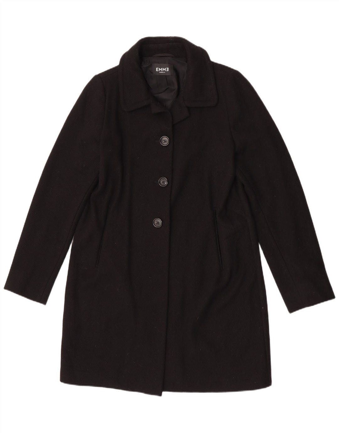 Marella Dame Overfrakke UK 14 Large Black Virgin Wool