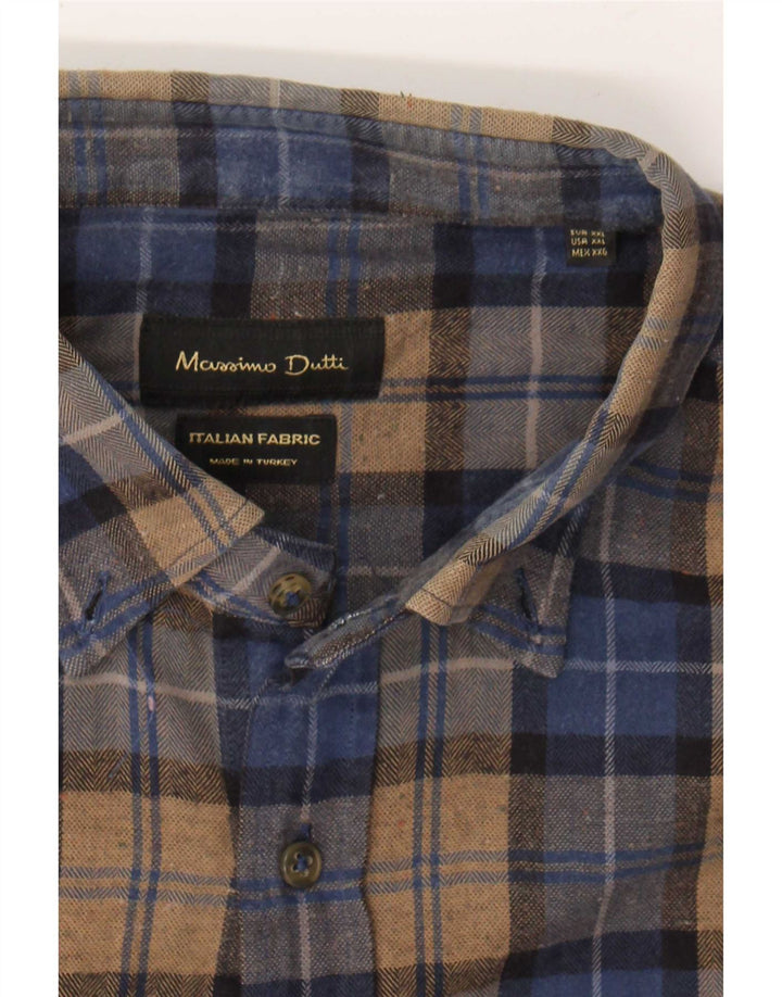 Massimo Dutti herre flannel skjorte 2XL brun ternet