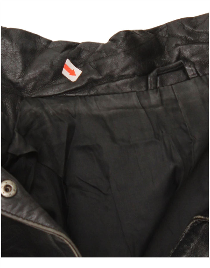 VINTAGE Oversized læderjakke til kvinder EU 42 Stor sort læder