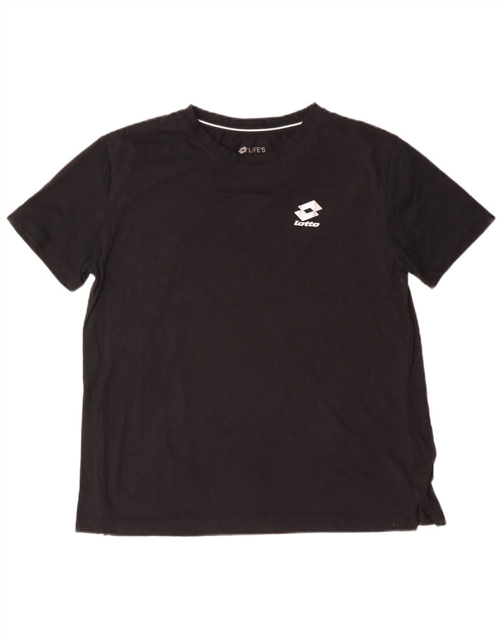 LOTTO Dame T-Shirt Top UK 16 Stor Sort Bomuld