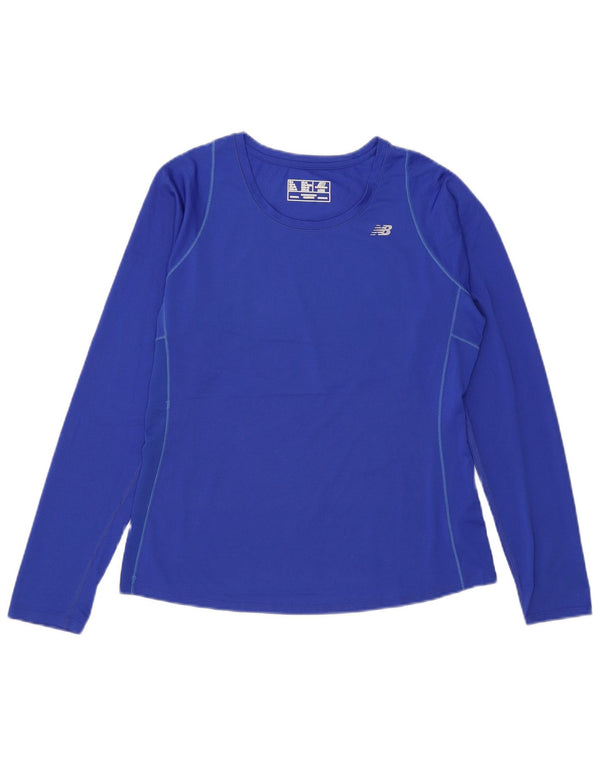 New Balance Dame Top Langærmet UK 14 Stor Blå Polyester