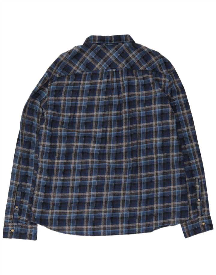 MARKS & SPENCER Herre skræddersyet pasform flannelskjorte 2XL blå ternet bomuld