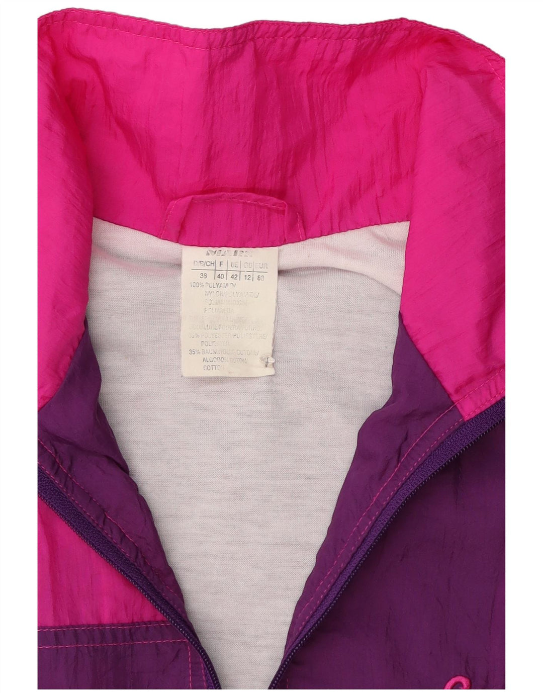Vintage hel træningsdragt til kvinder UK 12 Medium Lilla Colourblock Polyamid