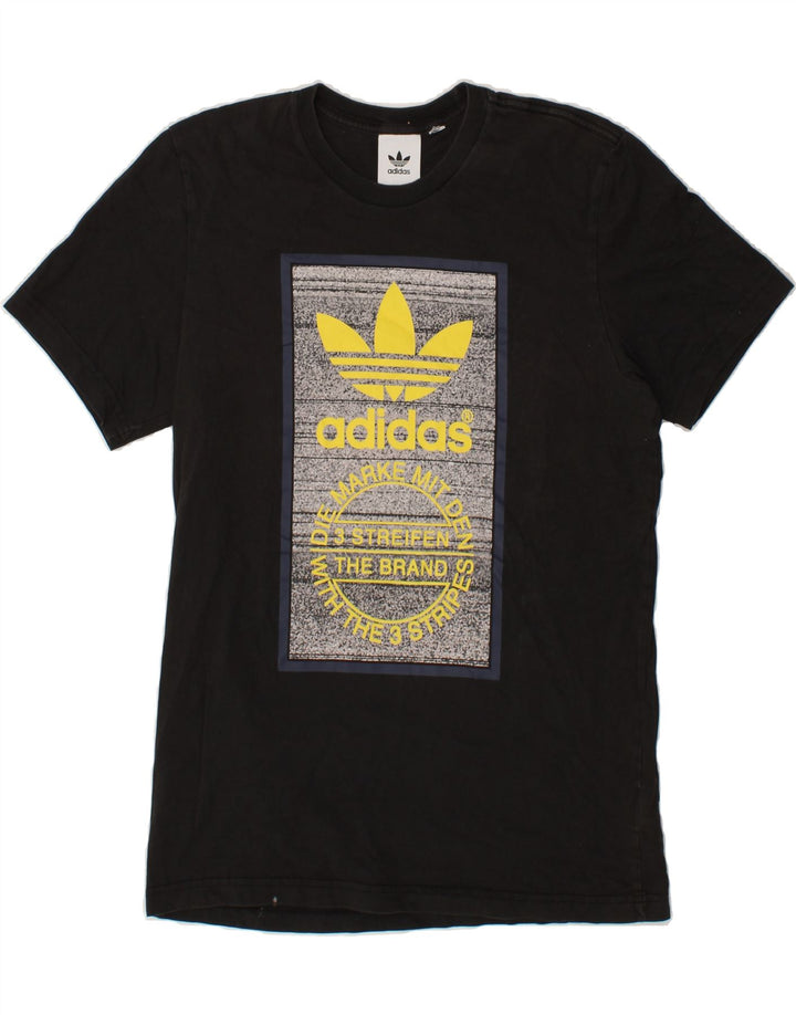ADIDAS Mens Graphic T-Shirt Top Small Black Vintage Adidas and Second-Hand Adidas from Messina Hembry 