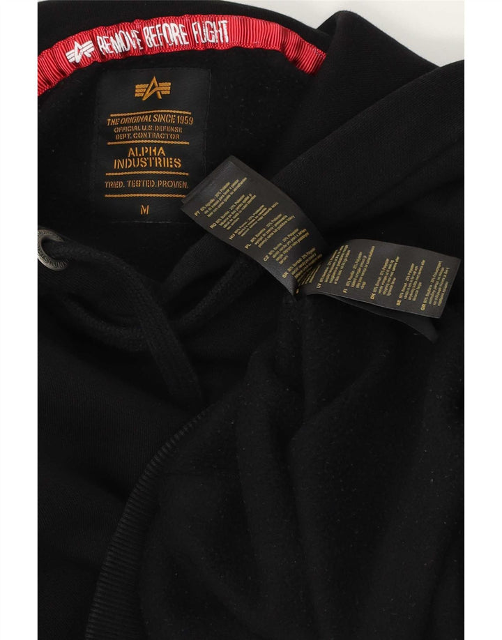 Alpha Industries Grafisk hættetrøje til mænd mellem sort bomuld
