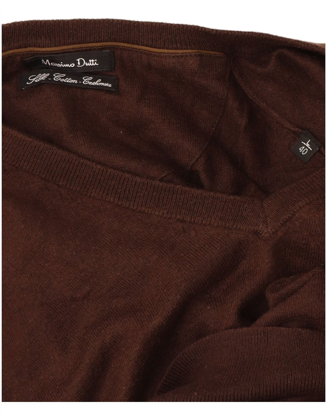 Massimo Dutti Herre V-hals sweater Stor brun bomuld
