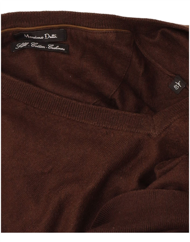 Massimo Dutti Herre V-hals sweater Stor brun bomuld