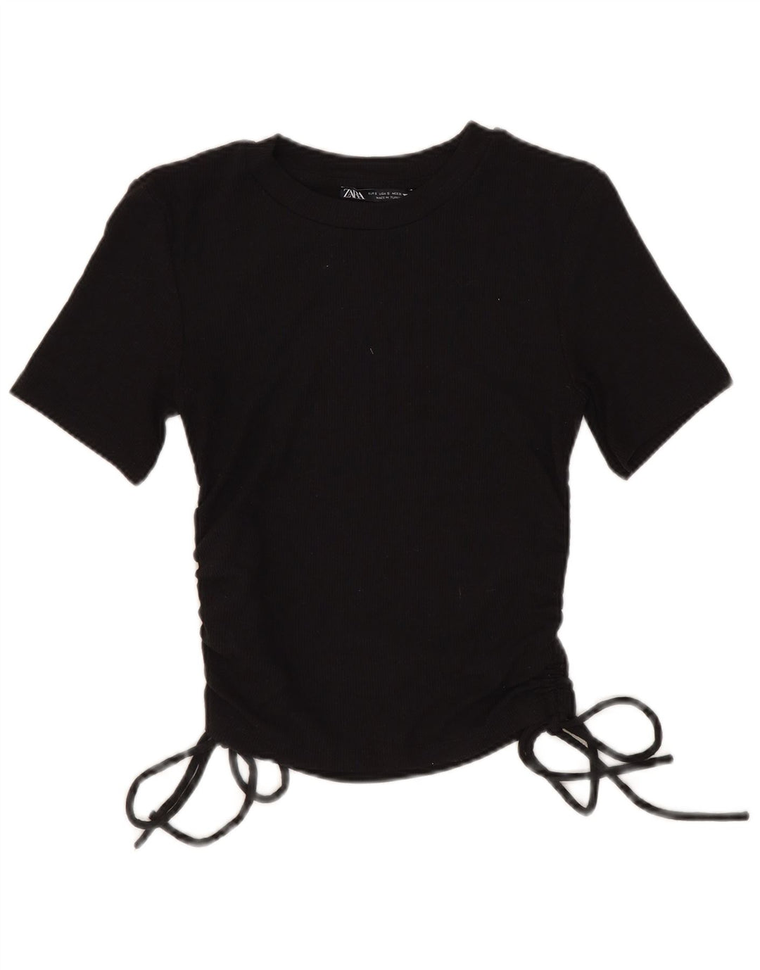 Zara Womens Crop Bluse Top UK 8 Small Black