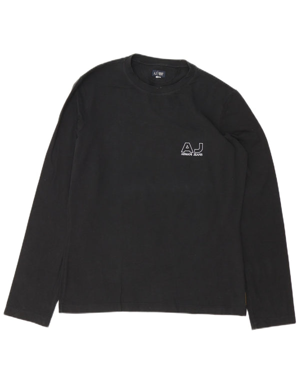 Armani Jeans Mens Top Long Sleeve Medium Black Cotton