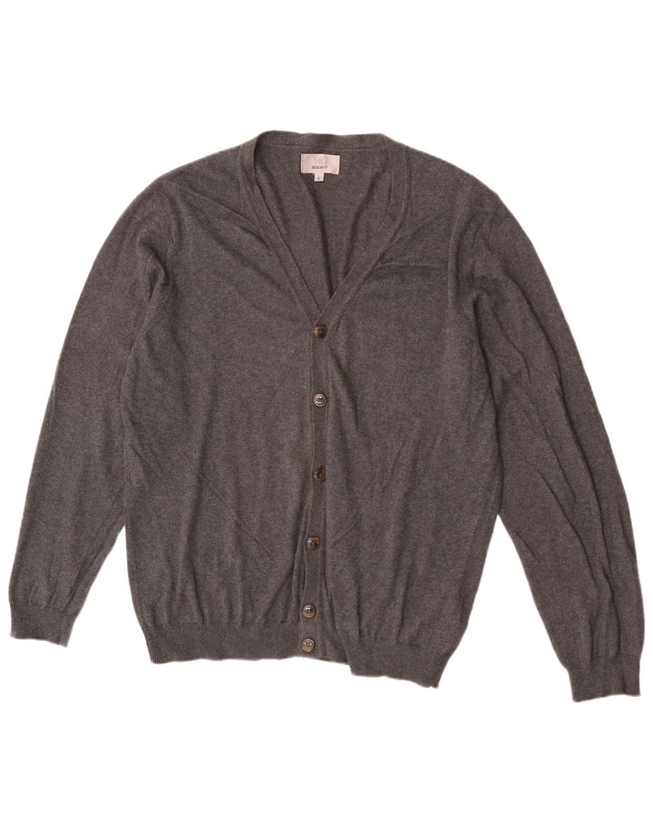 Marks & Spencer Herre Cardigan Sweater Stor Grå Bomuld