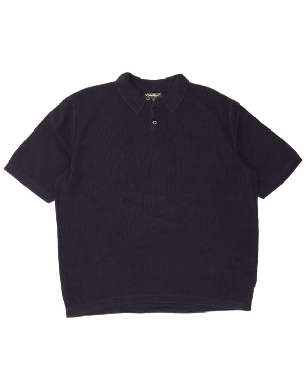 EDDIE BAUER Herre høj kortærmet polo-hals sweater XL marineblå