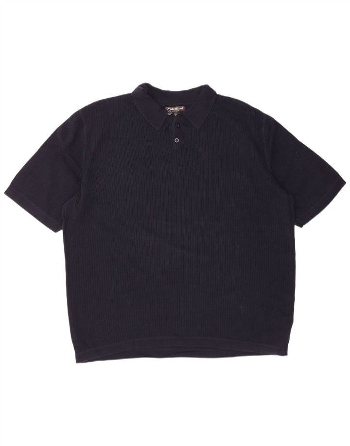 EDDIE BAUER Herre høj kortærmet polo-hals sweater XL marineblå