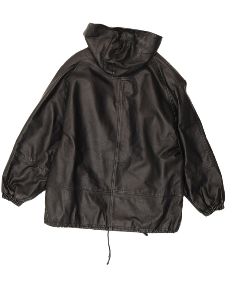 CONBIPEL Dame Oversized Duffle Jacket IT 42 Medium Sort Læder