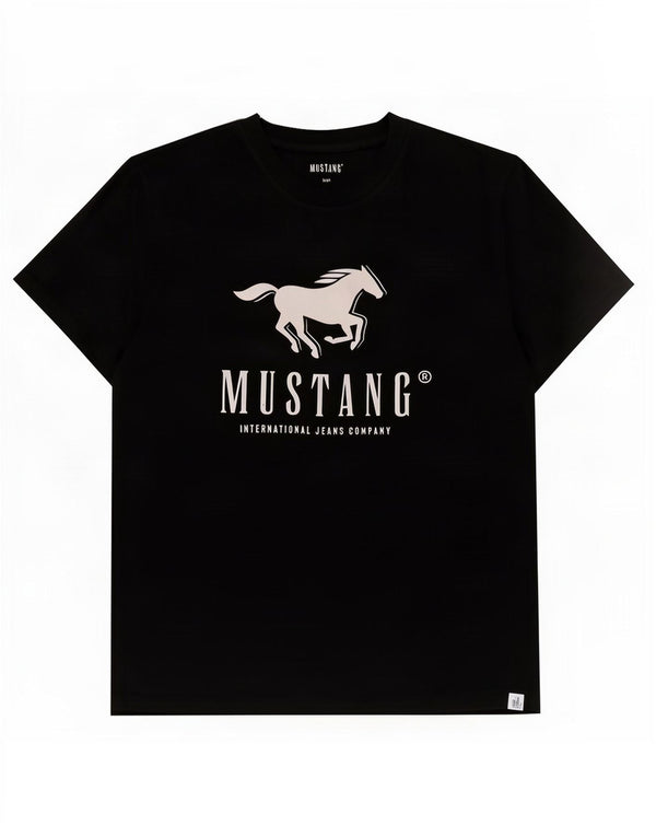 Mustang Dame Grafisk T-Shirt Top UK 16 Stor Sort Bomuld