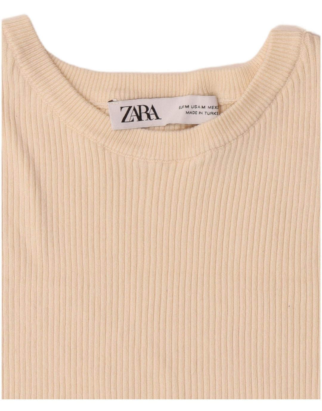 Zara Womens Crop T-Shirt Top UK 12 Medium Beige