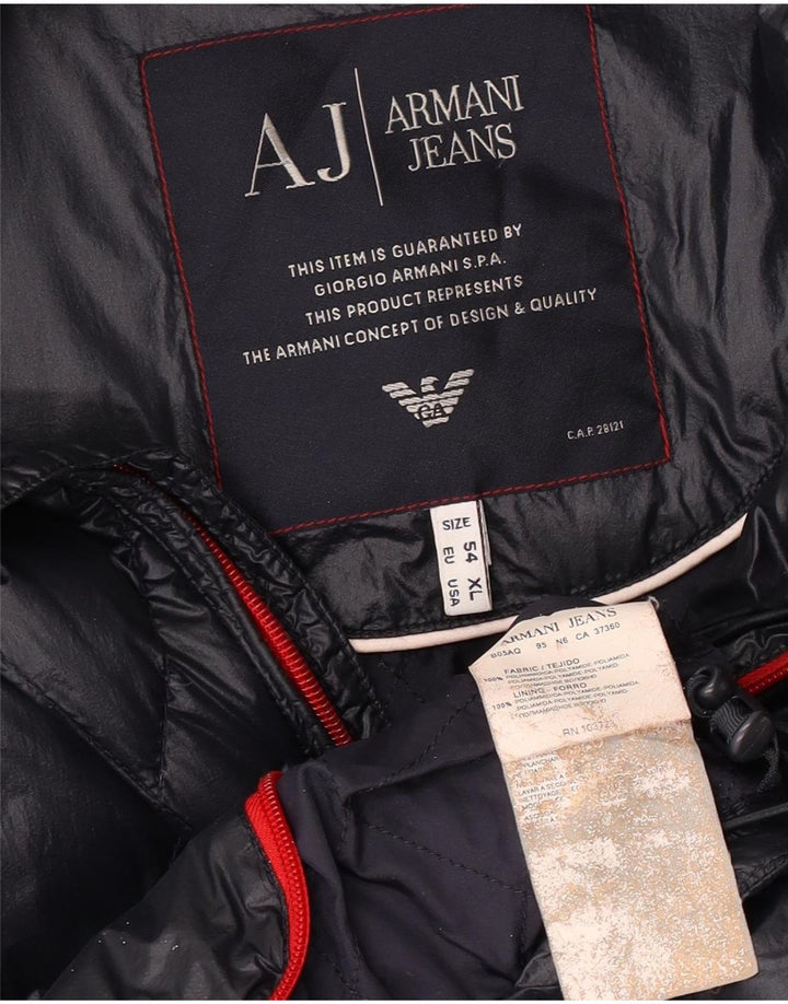 Armani Jeans Polstret jakke til mænd EU 54 2XL Marineblå polyamid