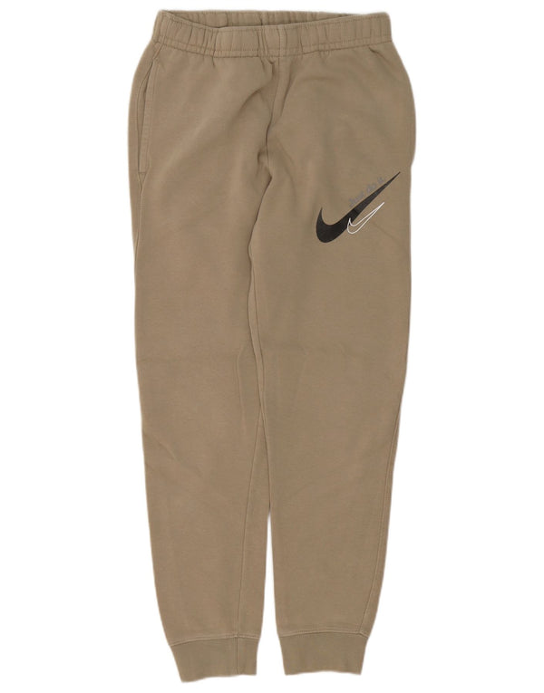 Nike grafisk træningsdragtbukser til kvinder, joggere UK 4 XS beige bomuld
