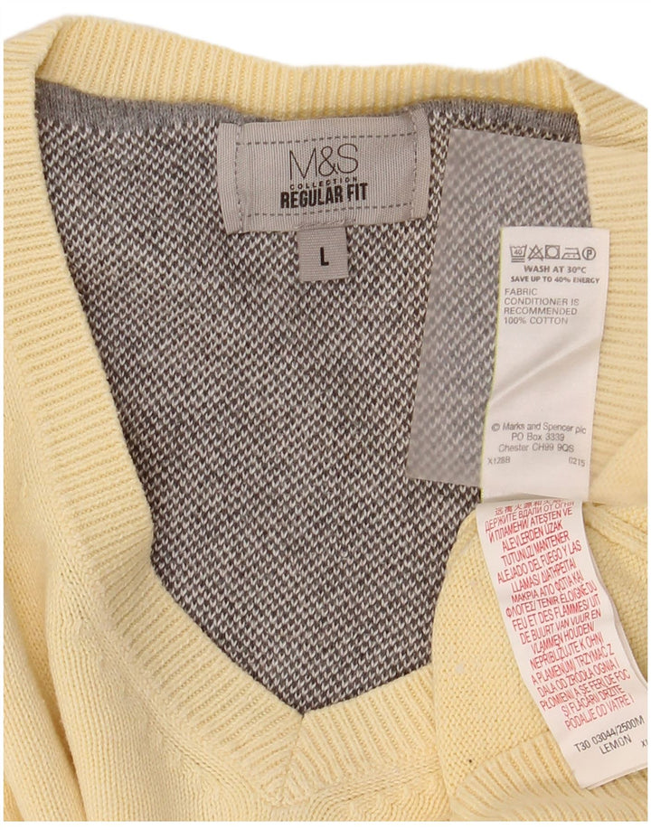 MARKS & SPENCER Herre Regular Fit V-hals sweater stor beige bomuld
