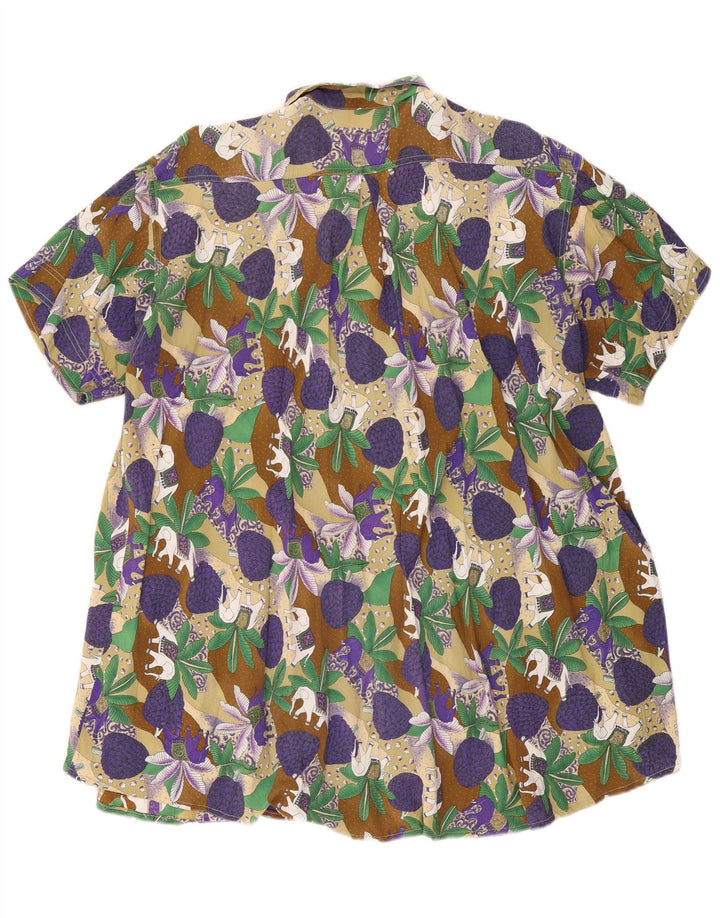 Vintage Dame Kortærmet Skjorte Bluse IT 46 Stor Flerfarvet